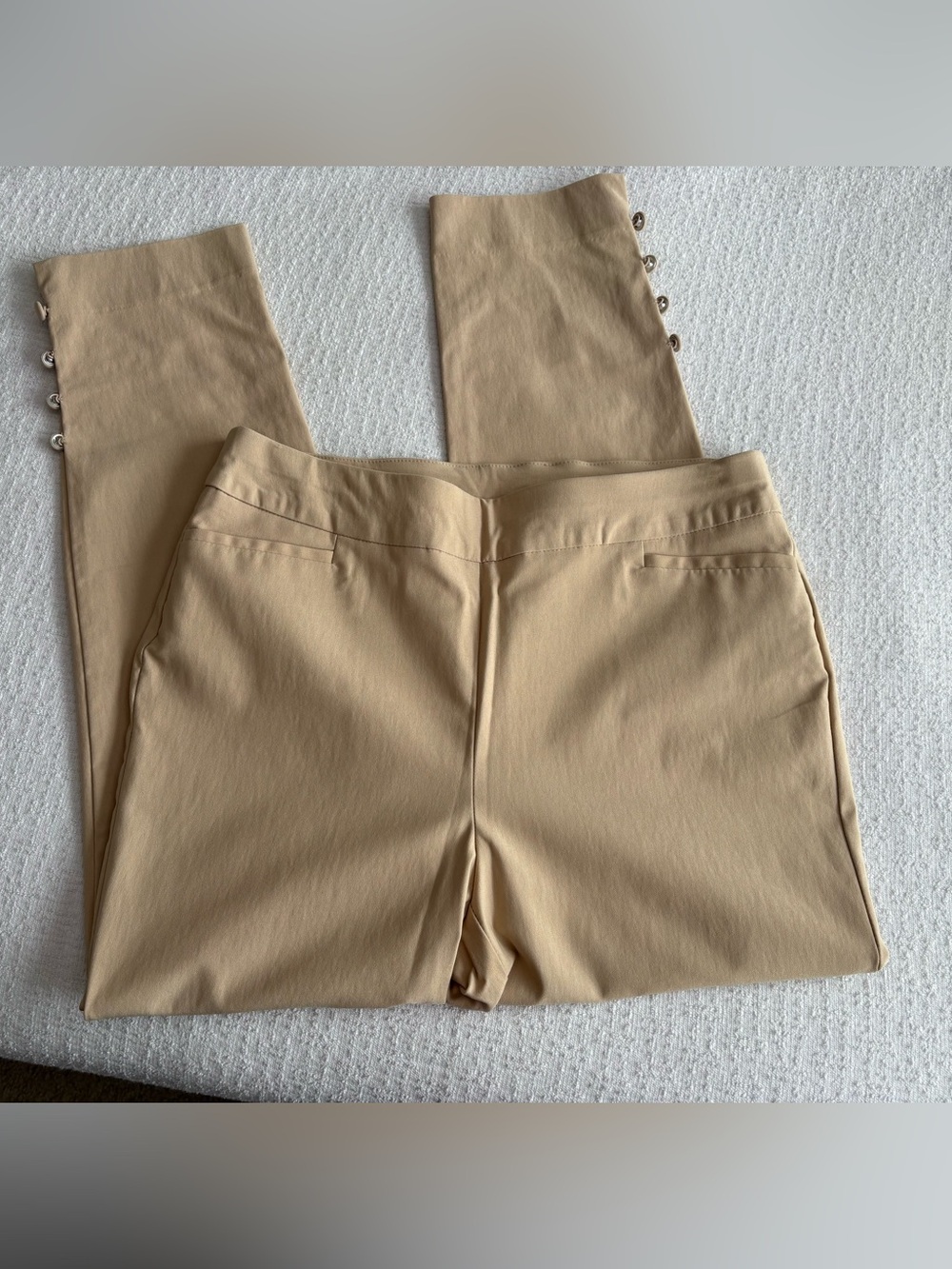 NWT Chico's Tan Slim Ankle Button-Hem Pants